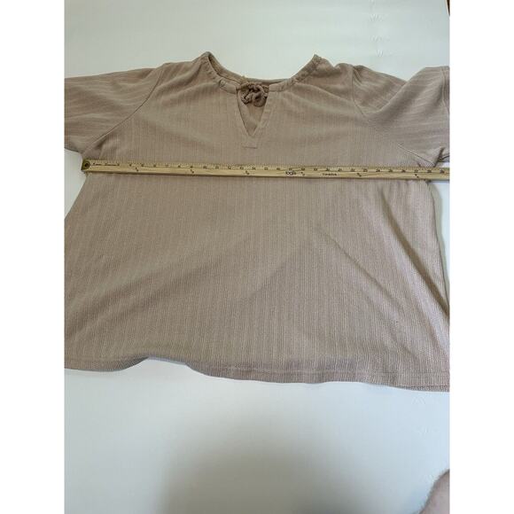 Madewell Size 4X Blush Pink Textured Cotton Blend Top Tie Keyhole - Picture 5 of 6